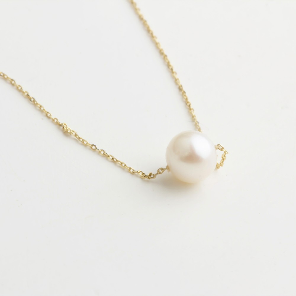 Glorria 14k Solid Gold Five Pearl Necklace
