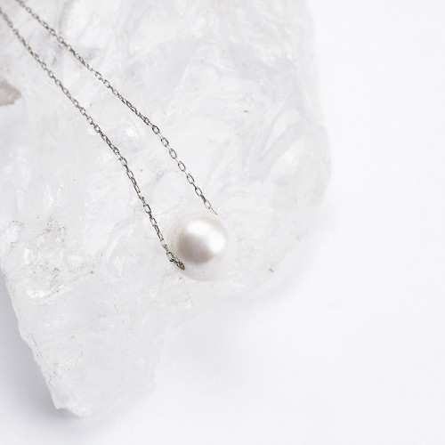 Glorria 14k Solid Gold White Single Pearl Necklace Glorria 14k Solid Gold White Single Pearl Necklace