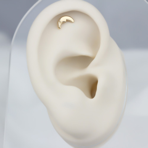 Glorria 14k Solid Gold Half Moon Helix Piercing