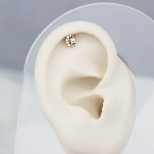 Glorria 14k Solid Gold Moon Star Helix Piercing