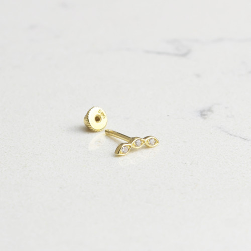 Glorria 14k Solid Gold Three Stone Helix Piercing