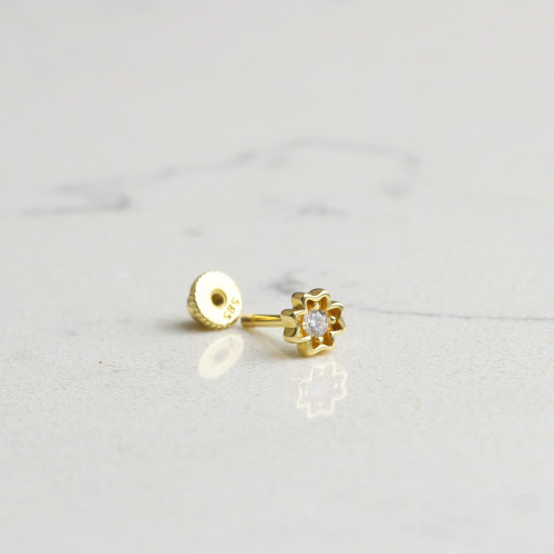Glorria 14k Solid Gold Solitaire Helix Piercing