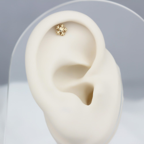 Glorria 14k Solid Gold Snowflake Helix Piercing