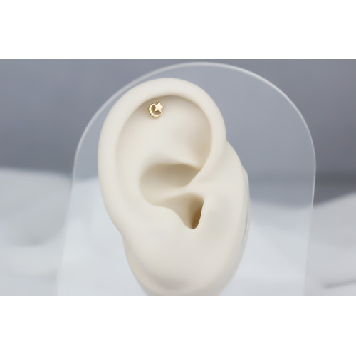 Glorria 14k Solid Gold Moon Star Helix Piercing Glorria 14k Solid Gold Moon Star Helix Piercing