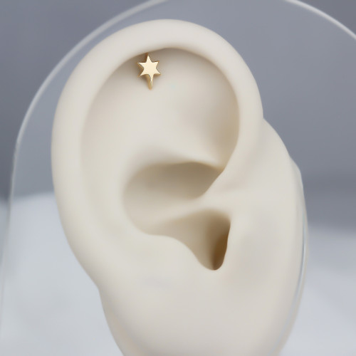 Glorria 14k Solid Gold Pole Star Helix Piercing Glorria 14k Solid Gold Pole Star Helix Piercing