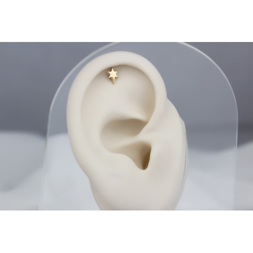 Glorria 14k Solid Gold Pole Star Helix Piercing Glorria 14k Solid Gold Pole Star Helix Piercing