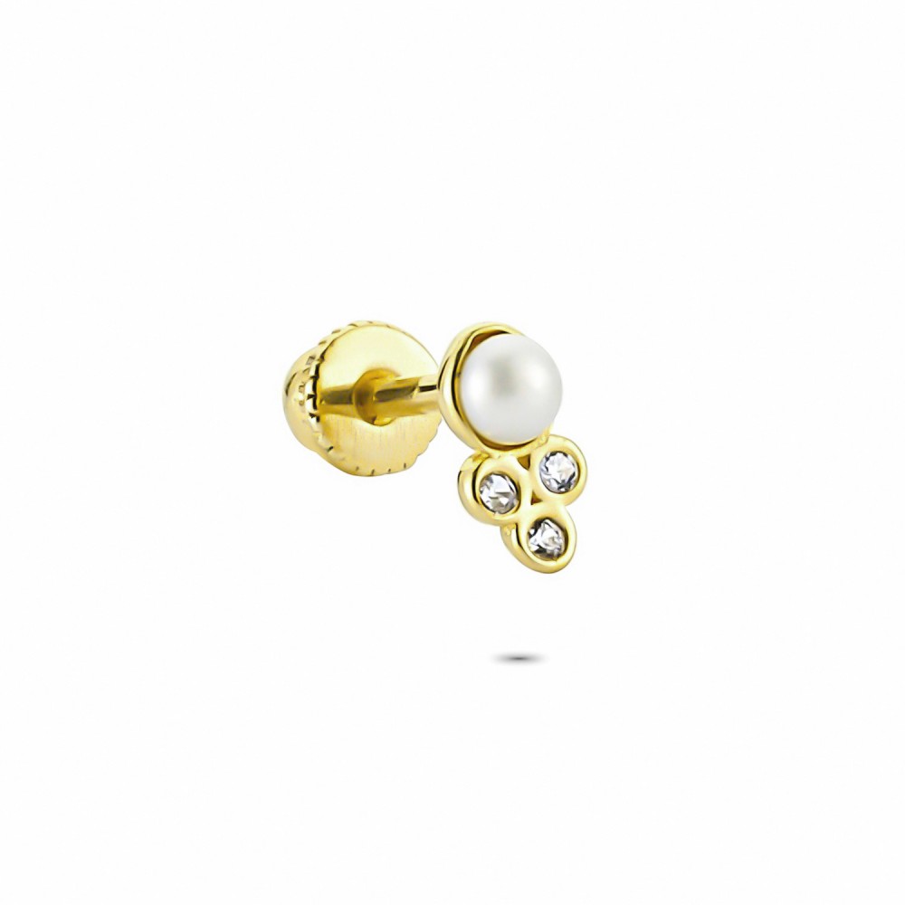 Glorria 14k Solid Gold Pearl Three Stone Helix Piercing