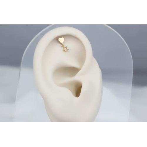 Glorria 14k Solid Gold Hanging Heart Helix Piercing Glorria 14k Solid Gold Hanging Heart Helix Piercing