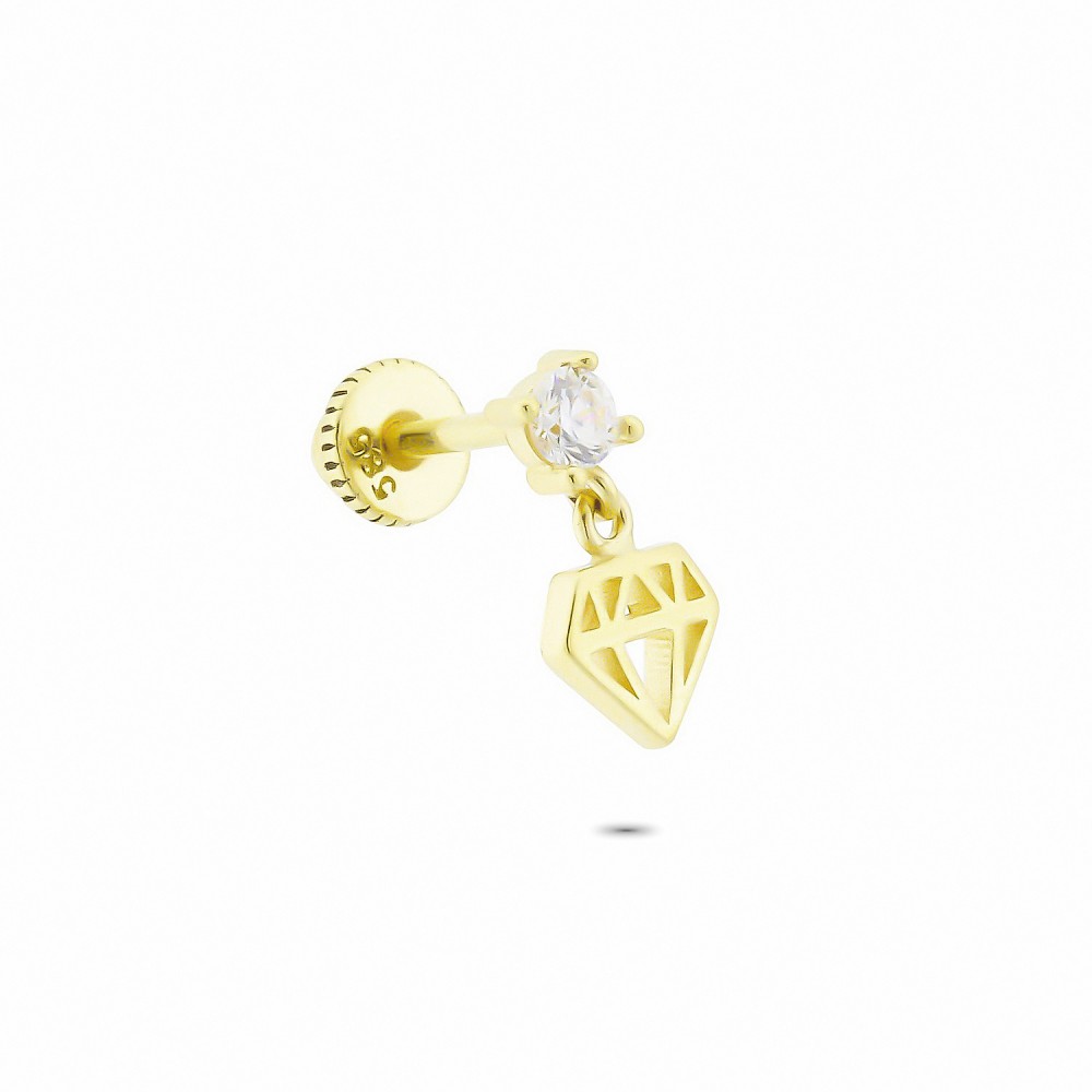 Glorria 14k Solid Gold Stone Diamond Helix Piercing