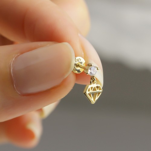 Glorria 14k Solid Gold Stone Diamond Helix Piercing Glorria 14k Solid Gold Stone Diamond Helix Piercing