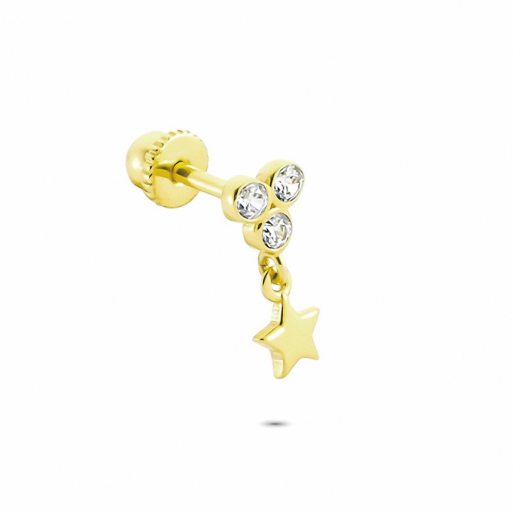 Glorria 14k Solid Gold Hanging Three Stone Helix Piercing