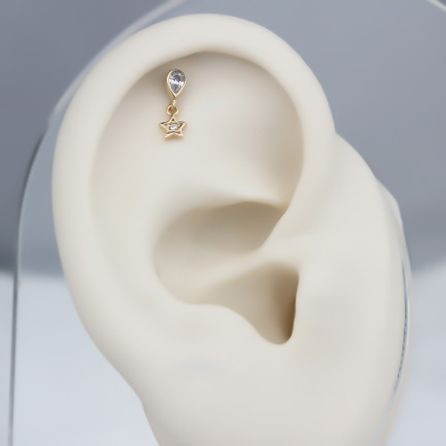 Glorria 14k Solid Gold Drop Hanging Helix Piercing Glorria 14k Solid Gold Drop Hanging Helix Piercing