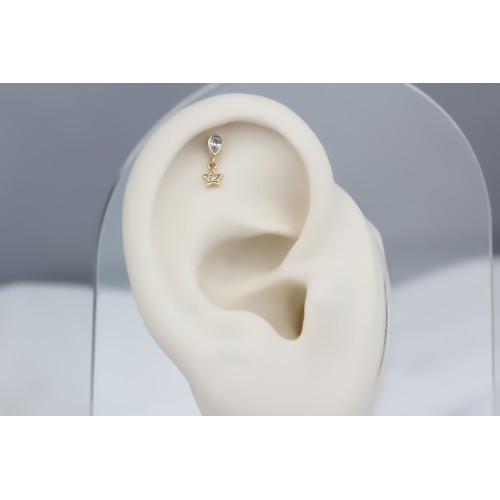 Glorria 14k Solid Gold Drop Hanging Helix Piercing Glorria 14k Solid Gold Drop Hanging Helix Piercing