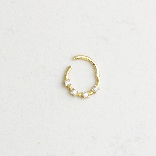 Glorria 14k Solid Gold Stone Ring Piercing Glorria 14k Solid Gold Stone Ring Piercing