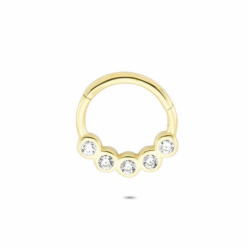 Glorria 14k Solid Gold Five Stone Ring Piercing