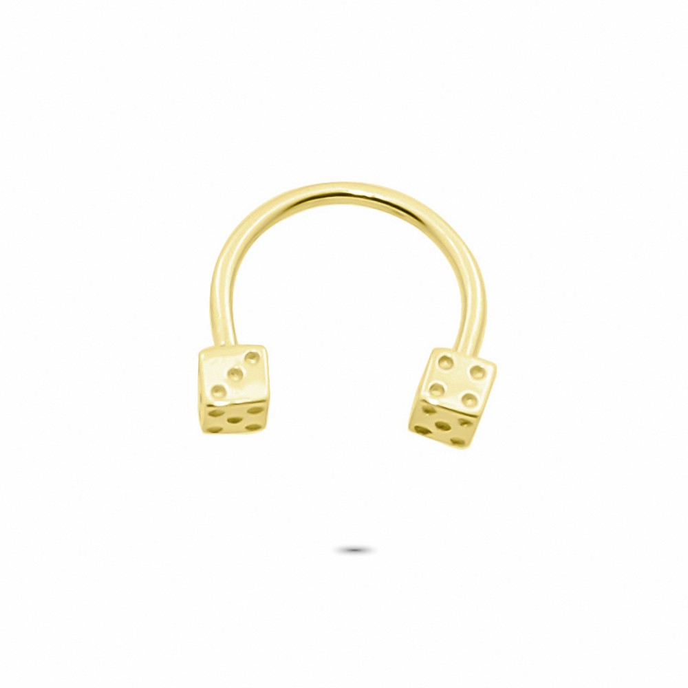 Glorria 14k Solid Gold Dice Half Ring Piercing