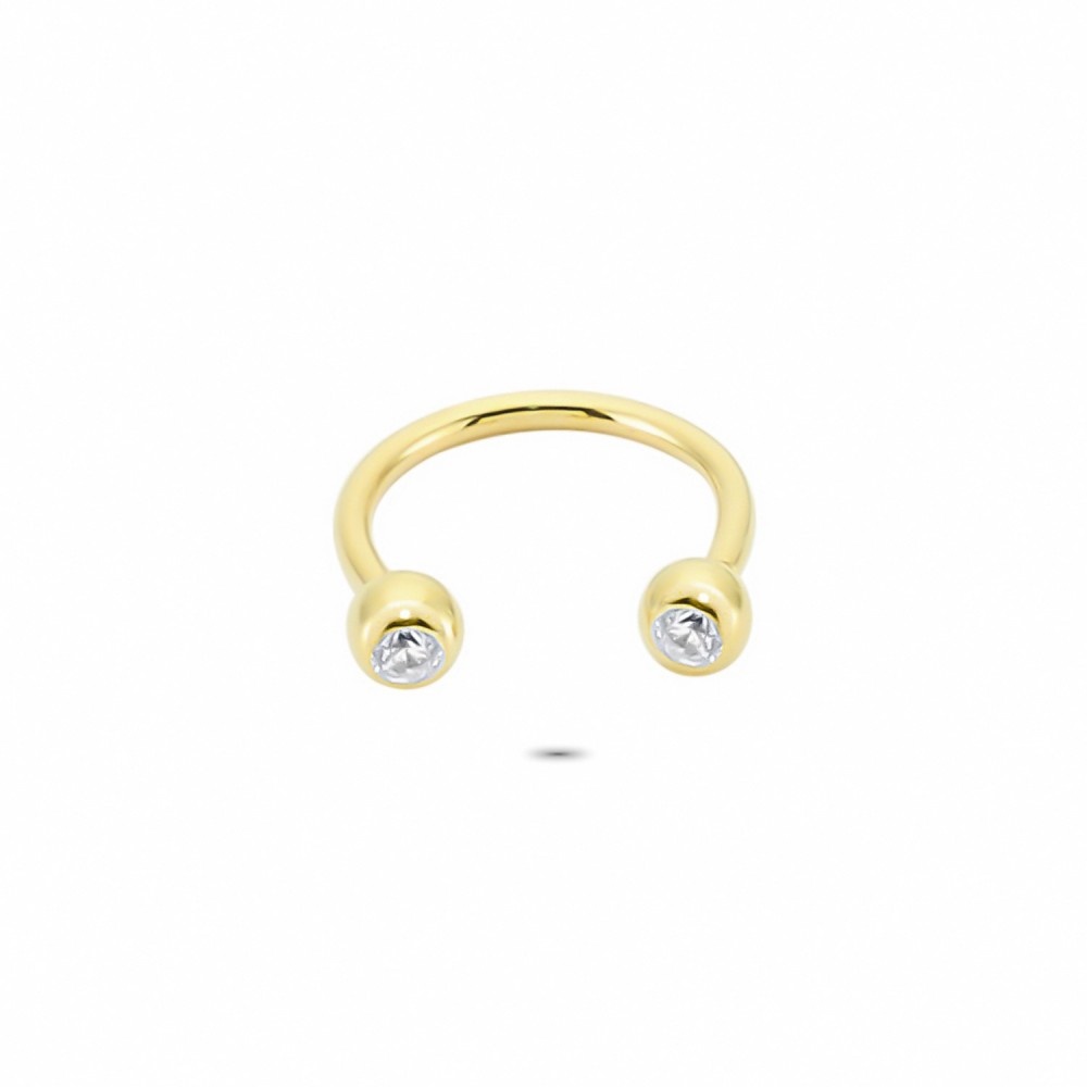 Glorria 14k Solid Gold Stone Half Ring Piercing