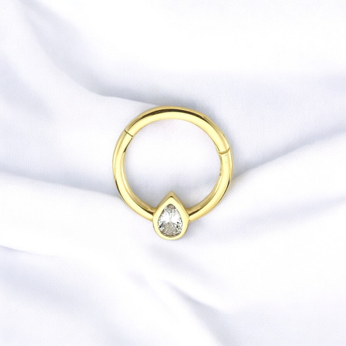 Glorria 14k Solid Gold Drop Ring Piercing Glorria 14k Solid Gold Drop Ring Piercing