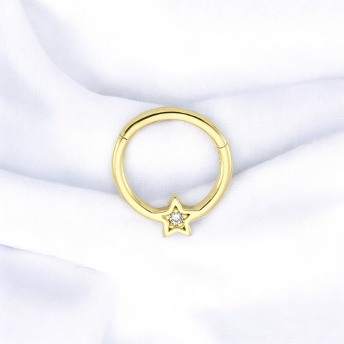 Glorria 14k Solid Gold Star Ring Piercing Glorria 14k Solid Gold Star Ring Piercing