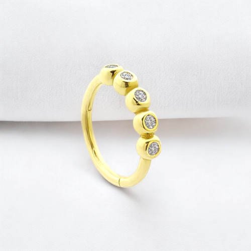 Glorria 14k Solid Gold 5 Stones Ring Piercing Glorria 14k Solid Gold 5 Stones Ring Piercing
