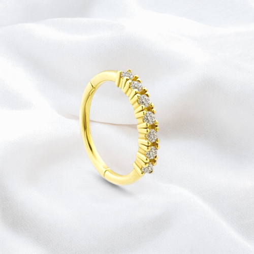 Glorria 14k Solid Gold 7 Stones Ring Piercing Glorria 14k Solid Gold 7 Stones Ring Piercing