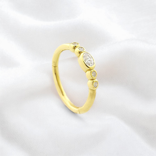 Glorria 14k Solid Gold Stones Ring Piercing Glorria 14k Solid Gold Stones Ring Piercing