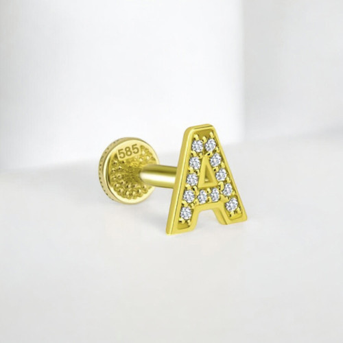 Glorria 14k Solid Gold Letter A Tragus Piercing Glorria 14k Solid Gold Letter A Tragus Piercing