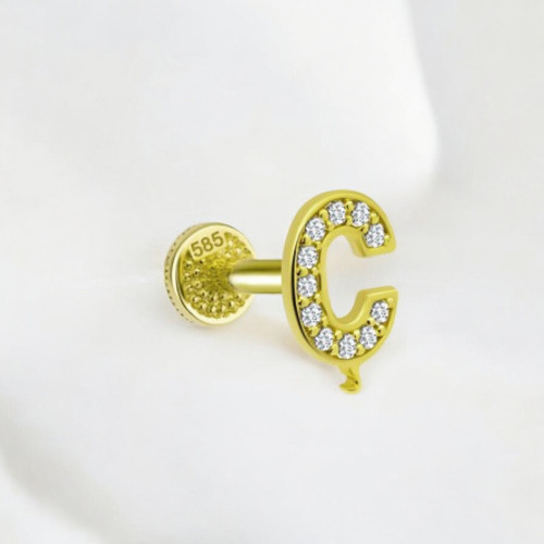 Glorria 14k Solid Gold Letter Ç Tragus Piercing Glorria 14k Solid Gold Letter Ç Tragus Piercing