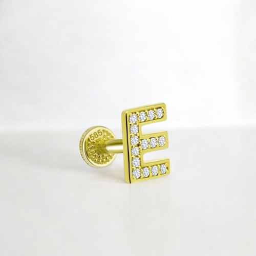 Glorria 14k Solid Gold Letter E Tragus Piercing Glorria 14k Solid Gold Letter E Tragus Piercing