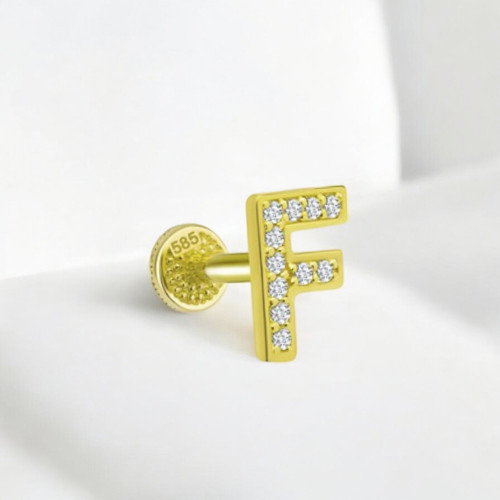 Glorria 14k Solid Gold Letter F Tragus Piercing Glorria 14k Solid Gold Letter F Tragus Piercing
