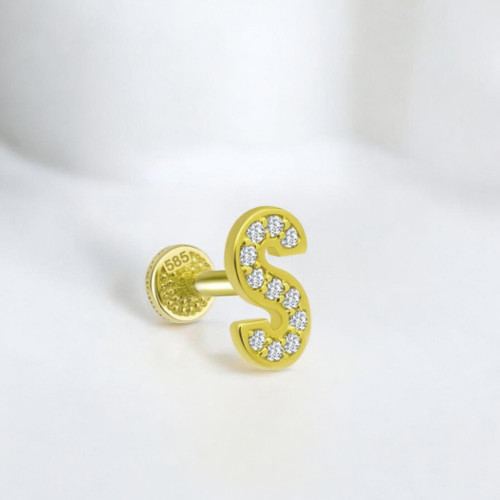 Glorria 14k Solid Gold Letter S Tragus Piercing Glorria 14k Solid Gold Letter S Tragus Piercing