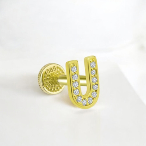 Glorria 14k Solid Gold Letter U Tragus Piercing Glorria 14k Solid Gold Letter U Tragus Piercing