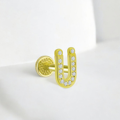 Glorria 14k Solid Gold Letter Ü Tragus Piercing Glorria 14k Solid Gold Letter Ü Tragus Piercing