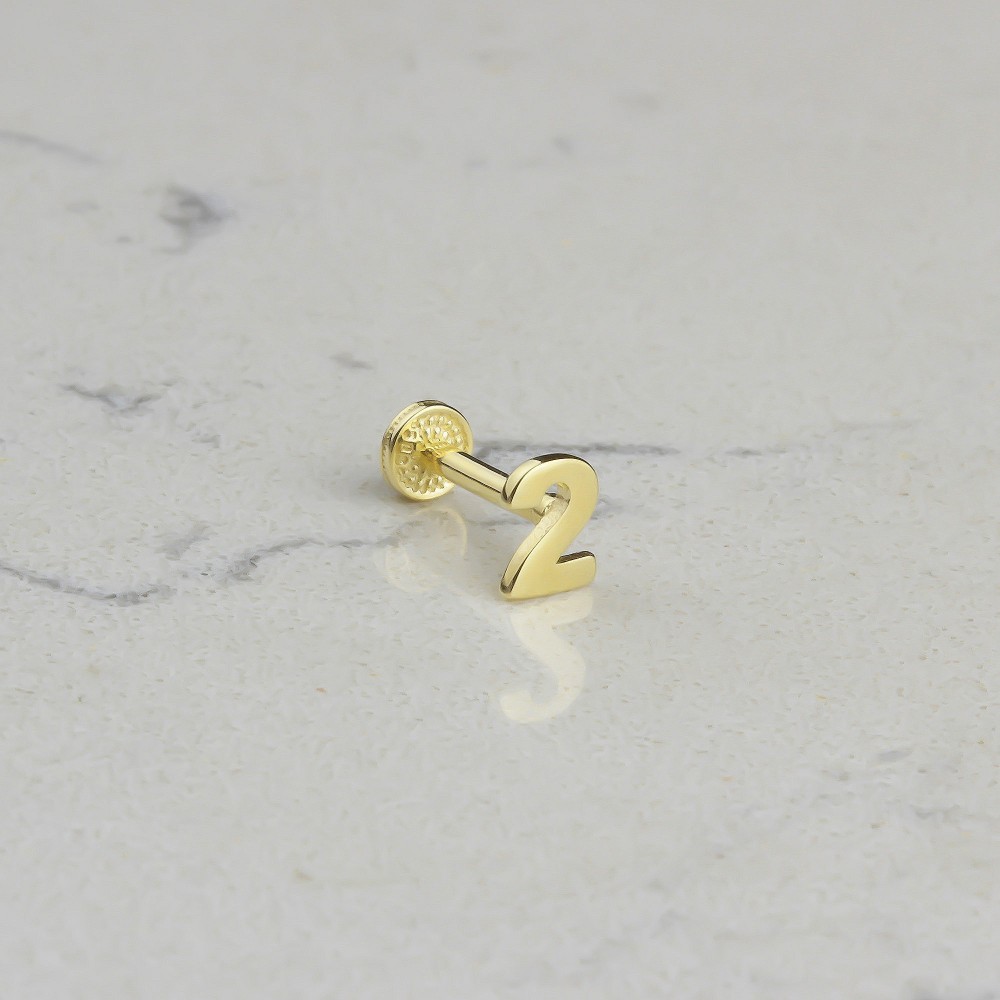 Glorria 14k Solid Gold Number 2 Tragus Piercing Glorria 14k Solid Gold Number 2 Tragus Piercing