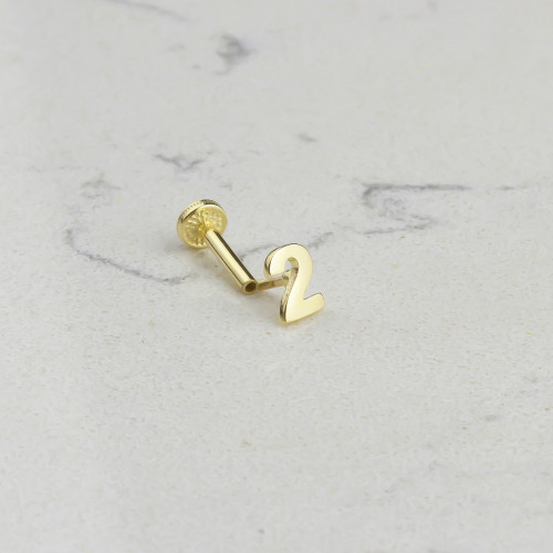 Glorria 14k Solid Gold Number 2 Tragus Piercing