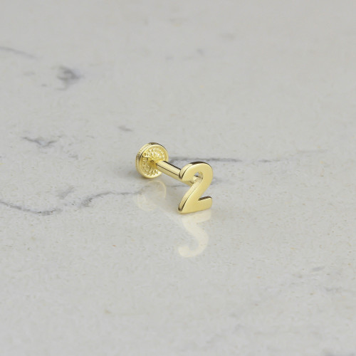 Glorria 14k Solid Gold Number 2 Tragus Piercing