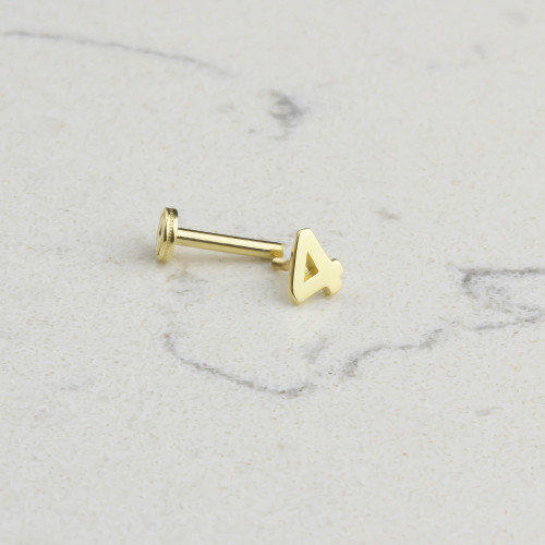 Glorria 14k Solid Gold Number 4 Tragus Piercing