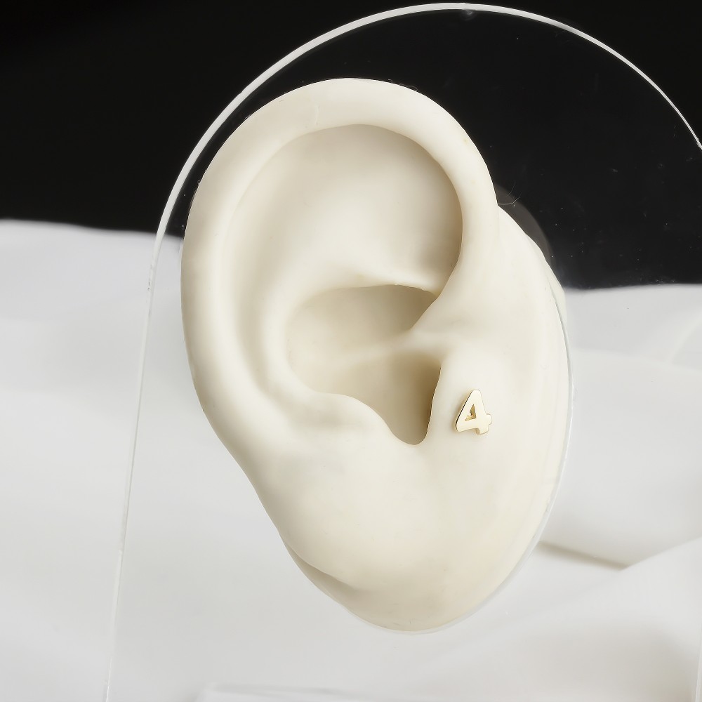 Glorria 14k Solid Gold Number 4 Tragus Piercing Glorria 14k Solid Gold Number 4 Tragus Piercing