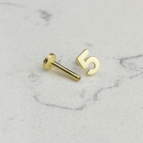Glorria 14k Solid Gold Number 5 Tragus Piercing