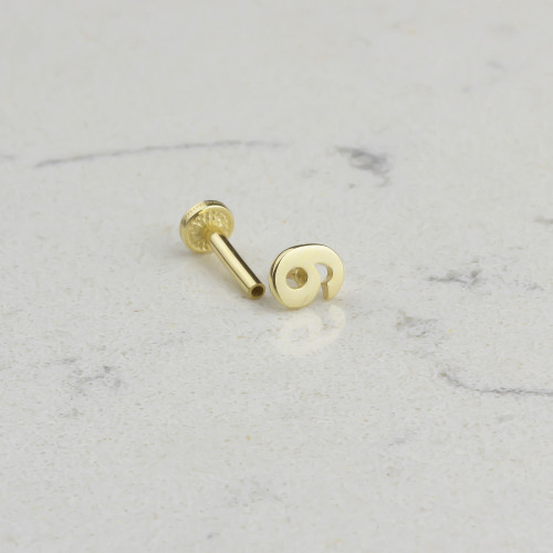 Glorria 14k Solid Gold Number 6 Tragus Piercing