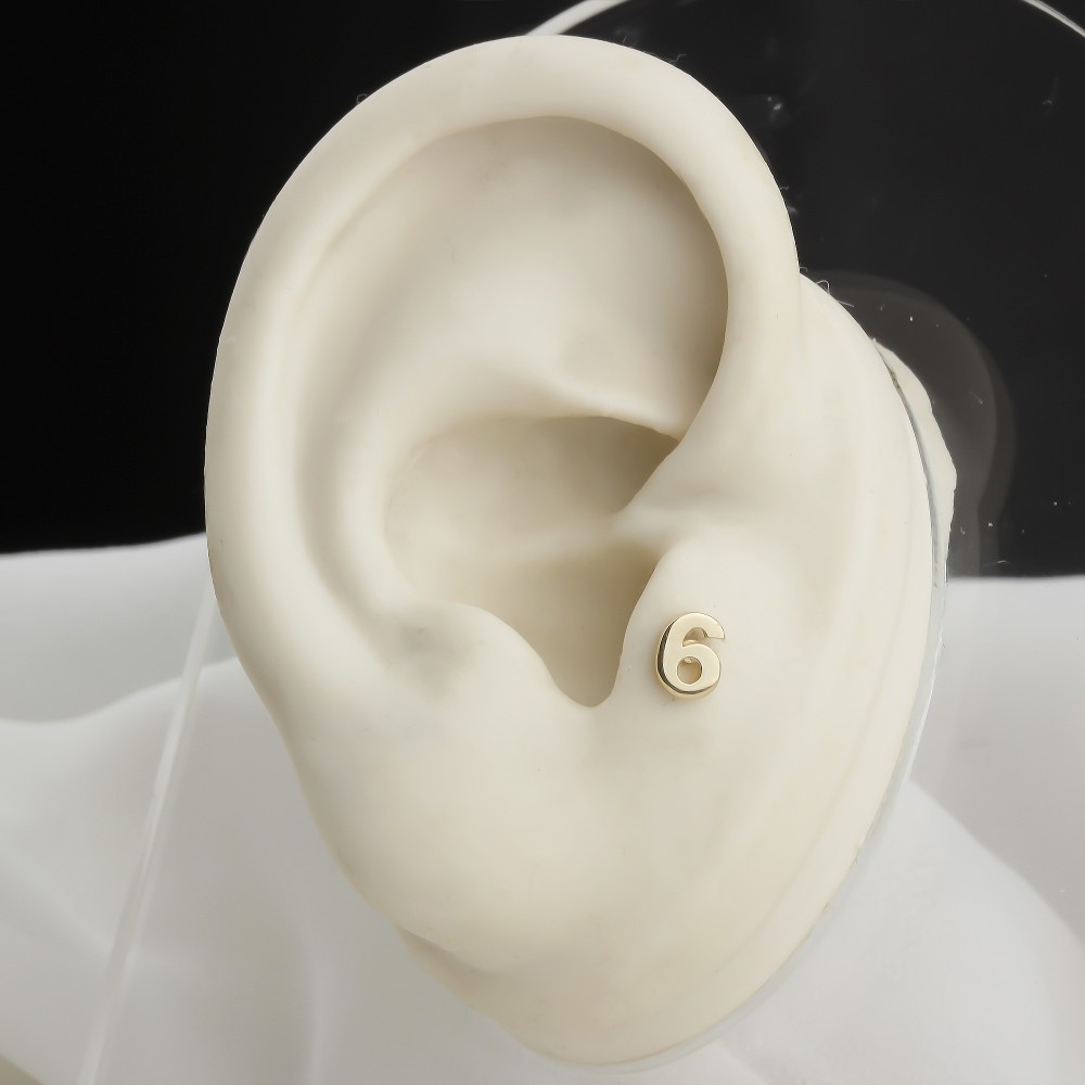 Glorria 14k Solid Gold Number 6 Tragus Piercing Glorria 14k Solid Gold Number 6 Tragus Piercing