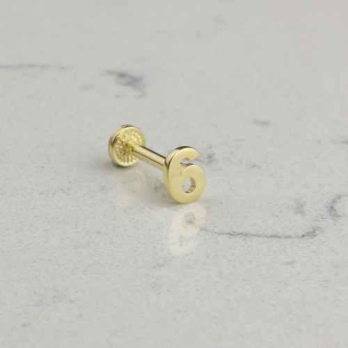 Glorria 14k Solid Gold Number 6 Tragus Piercing