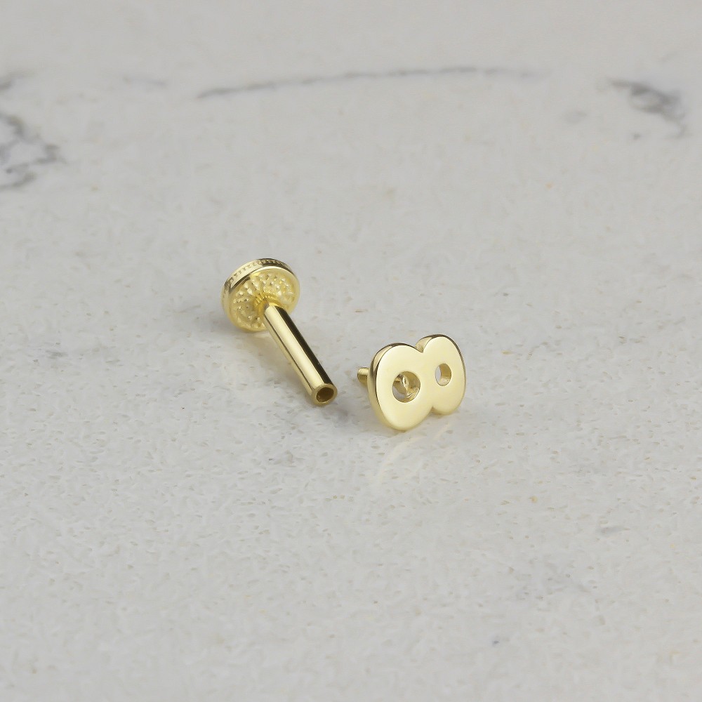 Glorria 14k Solid Gold Number 8 Tragus Piercing Glorria 14k Solid Gold Number 8 Tragus Piercing