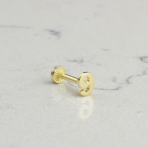 Glorria 14k Solid Gold Number 9 Tragus Piercing