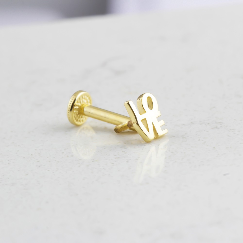 Glorria 14k Solid Gold Love Tragus Piercing