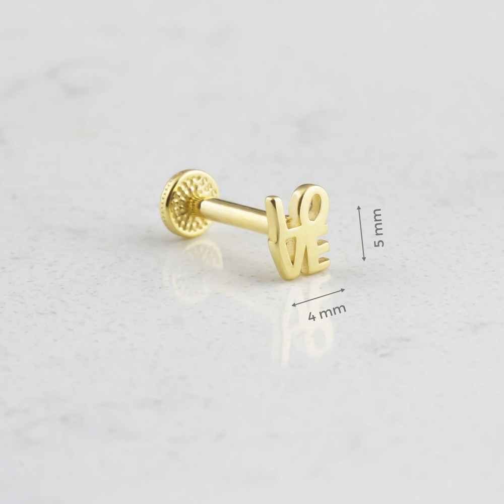 Glorria 14k Solid Gold Love Tragus Piercing