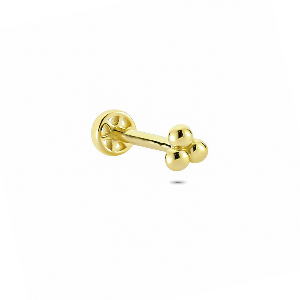 Glorria 14k Solid Gold 3 Ball Tragus Piercing