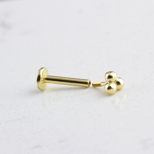 Glorria 14k Solid Gold 3 Ball Tragus Piercing Glorria 14k Solid Gold 3 Ball Tragus Piercing