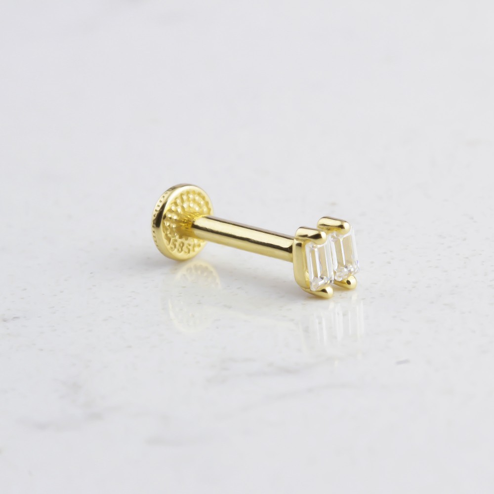 Glorria 14k Solid Gold Double Drumstick Tragus Piercing