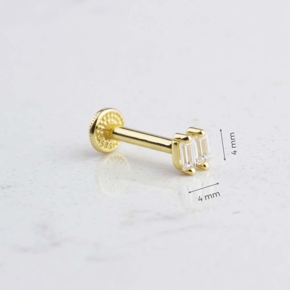 Glorria 14k Solid Gold Double Drumstick Tragus Piercing